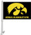 NCAA Iowa Hawkeyes Car Flag Hawk Logo with Free Wall Bracket