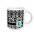 3dRose mug_154354_1 Letter E Personal Monogrammed Mint Blue Black and White Damask Pattern Classy Personalized Initial Ceramic Mug 11-Ounce
