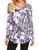 Sweetnight Women Floral Print V Neck Button Decor Peasant Summer Swing Tunic Tops Shirts -Purple Medium-