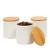 White Ceramic Kitchen Canister Set with Bamboo Lids -3.9 x 3.7 In 3 Pack-