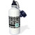 3dRose "Letter A personal monogrammed mint blue black and white damask pattern-classy personalized initial" Sports Water Bottle 21 oz White