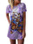 ZANZEA Women's Short Sleeve T Shirt Dress Tie-dye Floral Print Round Neck Casual Mini Dress Sundress Purple 4