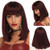 Ebingoo 16 Inches Straight Short Bob Synthetic Wig with bangs Wine Red Hair for Women Heat Resistant Wig for Party Daily Wear for Cosplay Ebingoo 16 Inches Straight Short Bob Synthetic Wig with bangs Wine Red Hair for Women Heat Resistant Wig for Party Daily Wear for Cosplay