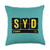 Airport Code Flip Board Tees SYD Sydney Australia Souvenir Yellow Text Throw Pillow 18x18 Multicolor