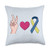 DOWN SYNDROME Awareness Walk Positive Memes Peace Love Down Syndrome Blue Yellow Ribbon Awareness Meme Throw Pillow 18x18 Multicolor