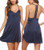 Ekouaer Lingerie Sexy Womens Chemise Nightgown Full Slip Babydoll Adjustable Lounge Dress V Neck Nighties S-XXL Navy Blue