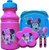 Minnie Mouse 3 Piece Lunch Set Includes Drink Bottle Sandwich Container Snack Container and Flatware Set All Minnie Mouse Themed Lunch Set -PULL-TOP WATER BOTTLE-