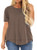 3X Womens Tops Plus Size Short Sleeve Casual Summer Shirts Brown 24W