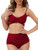 Summer Mae Womens Criss Cross High Waisted Swimsuits Bandage Bikini Wrap Top Swimwear Athletic Two Piece Bathing Suits Wine