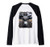 Fluffy White Cat on Motorcycle Cruise Down Highway Raglan Baseball Tee