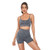 Women Seamless Activewear 2 Pieces Set Leggings Crop Top Yoga Gym Workout Outfit -Shorts-Dark Grey L-