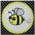 3dRose cst_57078_3 Cute Yellow Bumble Bee on Black and White Polka Dots Ceramic Tile Coasters, Set of 4