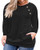 VISLILY Women's Plus Size Casual Blouse Shirts Loose Tunic Tops Long Sleeve Black 26W