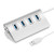 Mini USB HUB High Speed 5Gbps 4 Ports USB 3.0 HUB Portable Aluminum USB Splitter Support 2TB-Black-Compact and Portable Size -Color - Silver-
