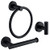 Ntipox 3 Piece Matte Black Stainless Steel Bathroom Hardware Set Include Bath Hand Towel Ring Toilet Paper Holderand Robe Towel HooksBathroom Accessories Kit Black