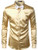 ZEROYAA Men's Luxury Shiny Silk Like Satin Button Up Dress Shirts ZLCL14-Champagne Large