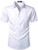 ZEROYAA Men's Casual Urban Stylish Slim Fit Short Sleeve Button Up Dress Shirt with Pocket ZLSC15 White Small