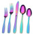 Rainbow Silverware Set Bysta 20-Piece Stainless Steel Flatware Set Kitchen Utensil Set Service for 4 Tableware Cutlery Set for Home and Restaurant Mirror Finish Dishwasher Safe