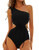 GRACE KARIN Women's Bathing Suits One Shoulder One Piece Cutout Swimsuits Monokini Black L