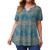 CBNOI Women's Plus Size Floral Blouses Henley V Neck Button Up Tunic Tops Ruffle Flowy Short Sleeve T Shirts L-5XL-B-Blue3X-Large-