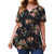 CBNOI Women's Plus Size Floral Blouses Henley V Neck Button Up Tunic Tops Ruffle Flowy Short Sleeve T Shirts L-5XL-B-Black5X-Large-