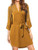 kenoce Shirt Dress for Women V Neck Solid Plain Loose Lace 3-4 Sleeve Blouse Dress Casual Long Tunic Tops A-b Yellow Medium