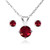 GemStar USA Sterling Silver Synthetic Ruby Round Solitaire Necklace and Stud Earrings Set