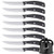 Emeril Lagasse Best Kitchen Knives Collection - 8-Piece 4.5 Stamped Steak Knife Set  plus Tungsten Carbide Countertop Sharpener -Black-