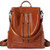 BROMEN Women Backpack Purse Leather Anti-theft Travel Backpack Fashion Shoulder Handbag Oil Wax Brown