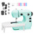 Mini Sewing Machine Portable Sewing Machine for Beginners Electric Sewing Machine with Extension Table 2 Speeds Double Thread Lightweight Repairing Tailor Machine Foot Pedal-BLUE-