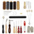 Tebery 31 Pcs Leather Sewing Tools DIY Leather Craft Tools Hand Stitching Kit with Groover Awl Waxed Thimble Thread Basic Tools for Beginner