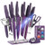 Wanbasion Purple 16 Pieces Kitchen Knife Set Dishwasher Safe Professional Chef Kitchen Knife Set Kitchen Knife Set Stainless Steel with Knife Sharpener Peeler Scissors Acrylic Block