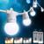 3-Color in 1 Outdoor LED Dimmable String Lights for Patio with Remotes 48FT Waterproof LED Globe Edison Bulb String Warm White Daylight Shatterproof Light String White Cord for Cafe Bistro Pergola