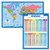 2 Pack - World Map for Kids  plus Division Math Poster -Laminated 18" x 29"-