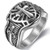 Stainless Steel Crusader Sword Cross Medieval Shield Ring -Grey 15-