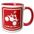 3dRose Mark Grace SCREAMNJIMMY stickman baja bug wheelie - a white image on a red sign, a baja bug doing a wheelie and a stickman shouting dude - 15oz Two-Tone Red Mug (mug_124080_10)
