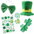 St. Patrick's Day Accessories Set TOBATOBA Saint Patricks Day Party Favors 5 Pcs St Patricks Trinkets Party Store Supplies with Sequin Bow St Patricks Shamrock Hat Beads Necklace Light-up Glass Temporary Tattoos Stickers for Kids and Adults