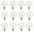 (Pack of 12) Dimmable 25 Watt 120 Volt, Candelabra Base, Globe Shape Light Bulbs, Decorative G16.5, 15G16 1/2, 120v