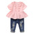 Toddler Girl Clothes Outfit 1 Year Old Girl Clothes Ruffle Vintage T Shirts Ripped Jeans Denim Pant Infant Baby Summer Outfit 12-18 Month Girl Clothes