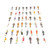 AKAT 50pcs G Scale 1-30 Mix Painted Model People Train Park Street Passenger Figures
