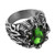 HZMAN Men's Vintage Gothic Biker Dragon Claw Skull Stainless Steel Ring -Green9-