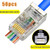Shielded CAT6 Connectors - RJ45 Ends Pass Through Gold Plated 3 Prong 8P8C Ethernet Ends for Solid Wire and Standard UTP Cable