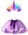 LYLKD Little Girls Layered Rainbow Tutu Skirts with Unicorn Horn Headband