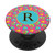 Cute Red Turquoise Color Heart Monogram Initial Letter R PopSockets Grip and Stand for Phones and Tablets