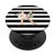 Initial K Black White Stripe Monogram Floral Letters PopSockets Grip and Stand for Phones and Tablets