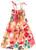 Children Girls Floral Print Spaghetti Strap Beach Sundress Hawaiian Sun Dress Butterfly 12-13 Years - Tag L