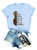 Full of Apples Be A Pineapple T-Shirt Women Fruit Graphic Funny Short Sleeve Tee Tops -Blue L-