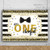 Leowefowa Mr. Onederful Baby Boy 1st Birthday Backdrop 7x5ft Black Bow Luxurious Gold Glitter Black and White Striped Background Boy Birthday Baby Shower Party Banner Photo Booth Props