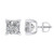 Stud Earrings Unisex Princess Cut Cubic Zirconia 925 Sterling Silver 7mm