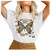 HHoo88 Embrace Change Women Summer Loose Blouse Casual Butterfiy Print Short Sleeve Tee Shirt O-Neck Tops Funny T-Shirt White